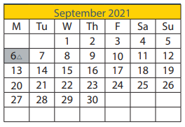 District School Academic Calendar for Justice A.W. Seeworth Academy for September 2021