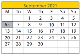 District School Academic Calendar for Van Buren Elementary School for September 2021