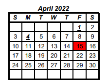 District School Academic Calendar for Olney Elementary for April 2022