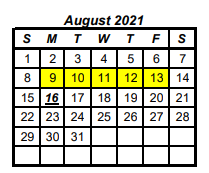 District School Academic Calendar for Olney Elementary for August 2021