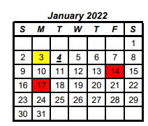 District School Academic Calendar for Olney Junior High for January 2022