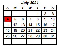 District School Academic Calendar for Olney High School for July 2021