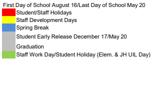 District School Academic Calendar Legend for Olney Elementary