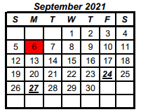 District School Academic Calendar for Olney Junior High for September 2021