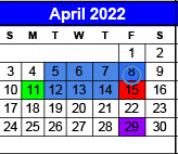 District School Academic Calendar for Olton D A E P for April 2022