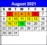 District School Academic Calendar for Olton D A E P for August 2021