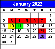 District School Academic Calendar for Olton High School for January 2022