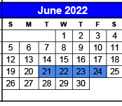 District School Academic Calendar for Olton D A E P for June 2022