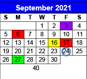 District School Academic Calendar for Olton D A E P for September 2021