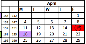 District School Academic Calendar for Orange Grove High School for April 2022