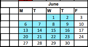 District School Academic Calendar for Orange Grove Primary for June 2022