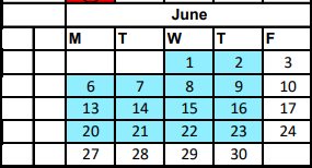 District School Academic Calendar for Orange Grove High School for June 2022