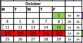 District School Academic Calendar for Orange Grove Junior High for October 2021