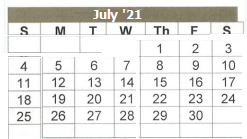 District School Academic Calendar for Ore City High School for July 2021