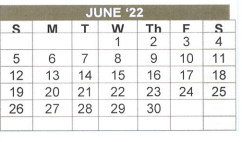 District School Academic Calendar for Ore City Middle for June 2022