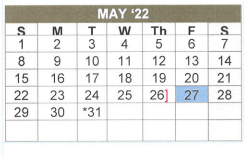 District School Academic Calendar for Ore City Middle for May 2022