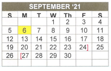 District School Academic Calendar for Ore City Aep for September 2021
