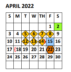 District School Academic Calendar for Ford Elementary for April 2022