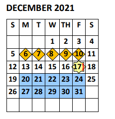 District School Academic Calendar for Yzaguirre Middle School for December 2021