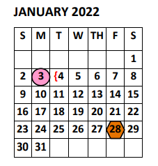 District School Academic Calendar for PSJA High School for January 2022