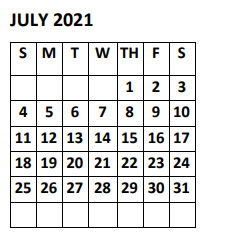 District School Academic Calendar for Napper Elementary for July 2021