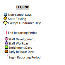 District School Academic Calendar Legend for Arnold Elementary