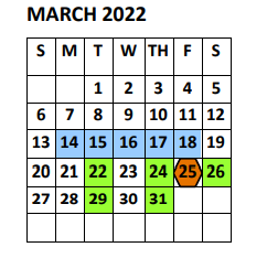 District School Academic Calendar for Doedyns Elementary for March 2022