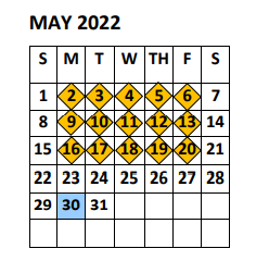 District School Academic Calendar for Doedyns Elementary for May 2022