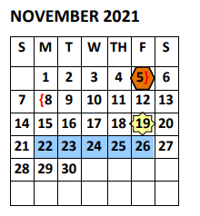 District School Academic Calendar for Buckner Elementary for November 2021