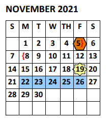 District School Academic Calendar for Garza Elementary for November 2021