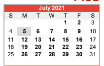 District School Academic Calendar for Central Elementary for July 2021