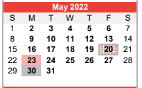 District School Academic Calendar for Central Elementary for May 2022