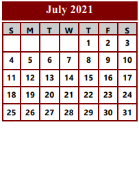 District School Academic Calendar for Northside Early Childhood Center for July 2021