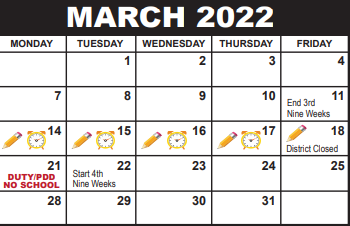 District School Academic Calendar for Jupiter Elementary School for March 2022