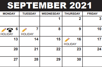 District School Academic Calendar for Royal Palm Beach High Adult for September 2021