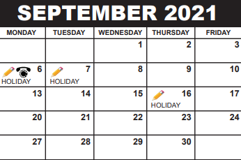 District School Academic Calendar for Palm Beach Gardens High School for September 2021