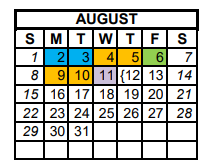 District School Academic Calendar for Palmer Intermediate for August 2021