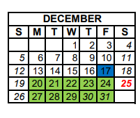 District School Academic Calendar for Palmer Elementary for December 2021