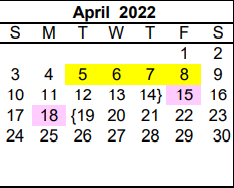 District School Academic Calendar for Austin Elementary for April 2022