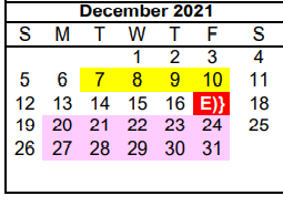 District School Academic Calendar for Pampa Junior High School for December 2021