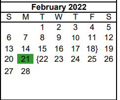 District School Academic Calendar for P L C-pampa Learning Ctr for February 2022
