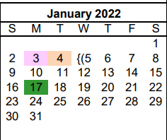 District School Academic Calendar for Pampa Junior High School for January 2022