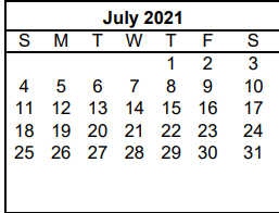 District School Academic Calendar for Pampa H S for July 2021