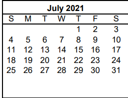 District School Academic Calendar for Pampa Junior High School for July 2021