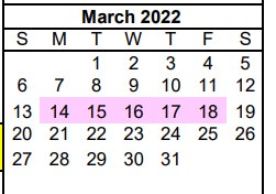 District School Academic Calendar for Pampa H S for March 2022
