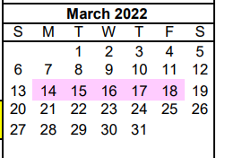 District School Academic Calendar for Pampa Junior High School for March 2022