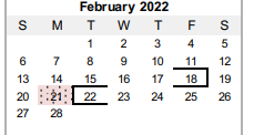 District School Academic Calendar for Panhandle Junior High for February 2022