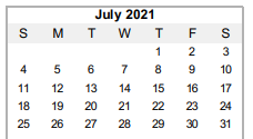 District School Academic Calendar for Panhandle Elementary for July 2021