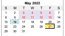 District School Academic Calendar for C H A M P S for May 2022