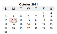 District School Academic Calendar for Panhandle Elementary for October 2021